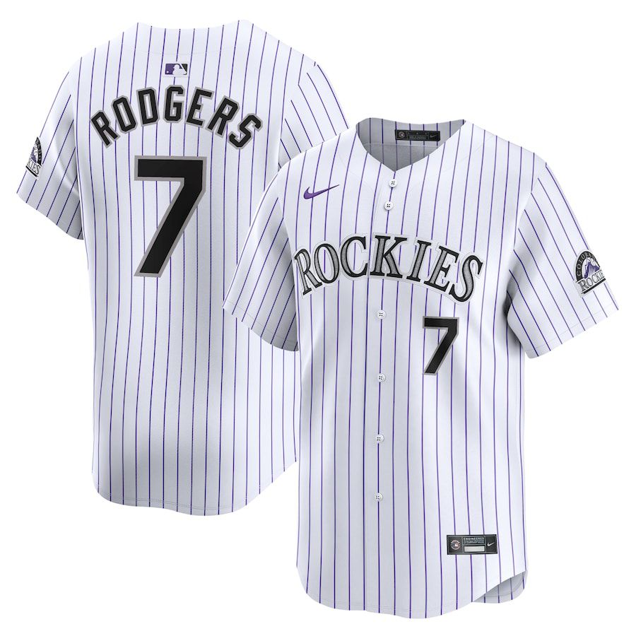 Men Colorado Rockies #7 Brendan Rodgers Nike White Home Limited Player MLB Jersey